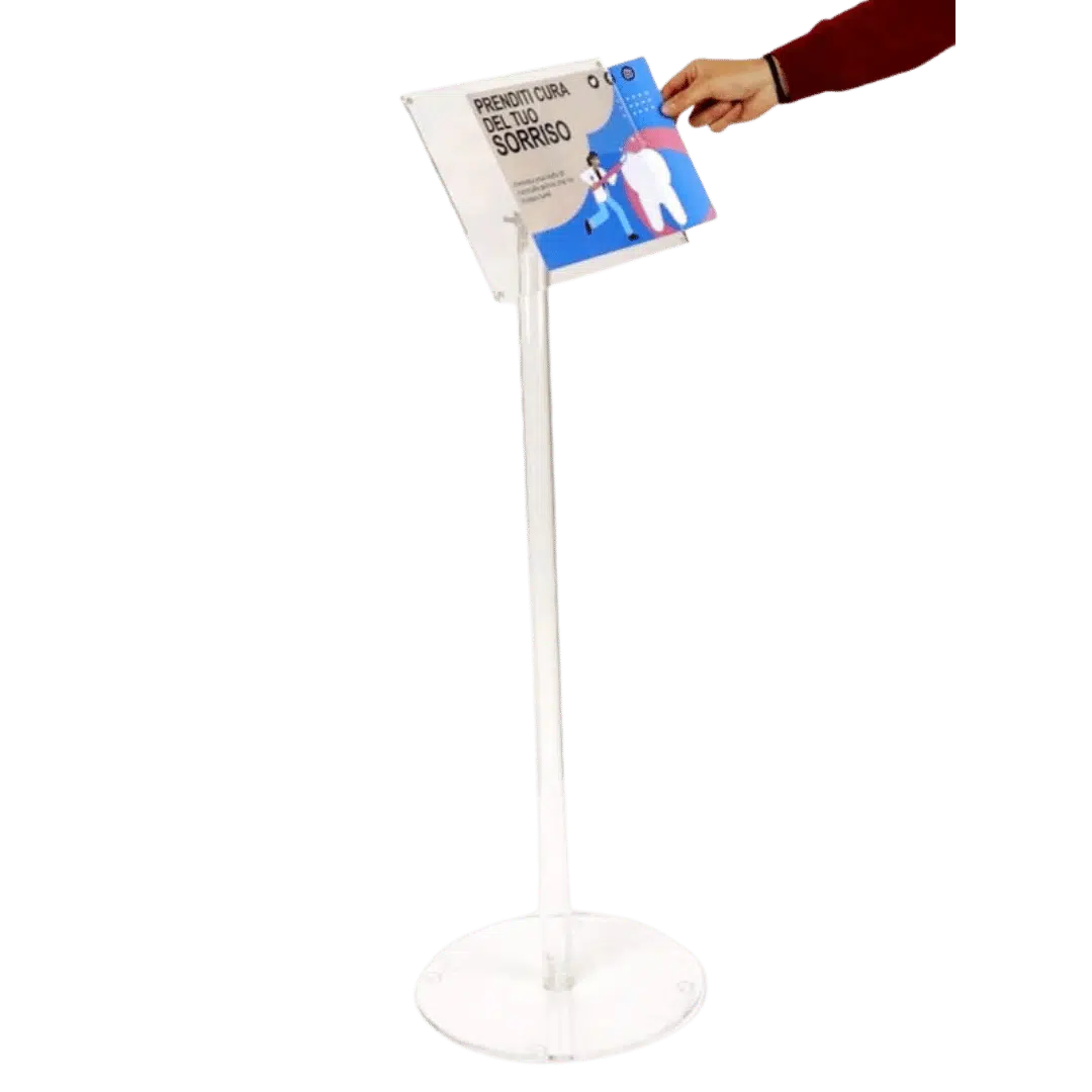 Noleggio Porta Avvisi - Orizzontale A4 Colonnina in Plexiglass 120 cm