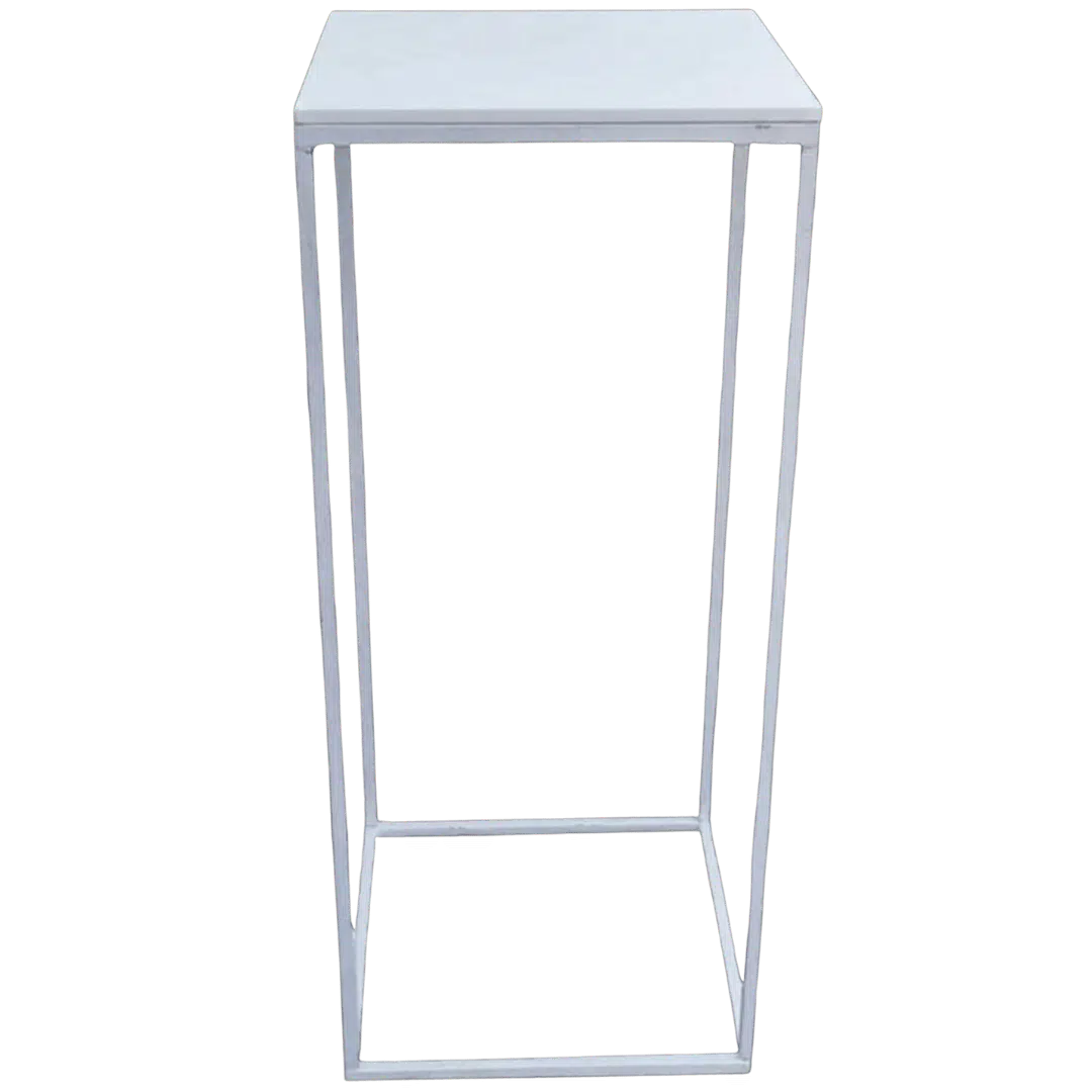 Noleggio Tavolino Alto Mangia in Piedi - di Design Bianco 50x50x110 cm